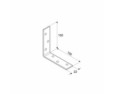 Montavimo kampas, 150x150x22x2,0mm, cinkuotas