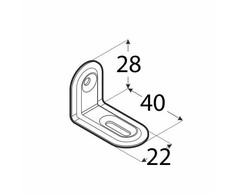 Montavimo kampas, 40x28x22x1,0mm, baltas