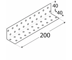 DMX Montavimo kampas, 40x40x200x2,0mm, sustiprintas, cinkuotas