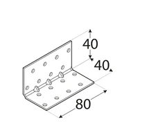 Montavimo kampas, 40x40x80x1,5mm, sustiprintas, cinkuotas