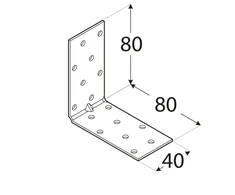 Montavimo kampas, 80x80x40x1,5mm, sustiprintas, cinkuotas