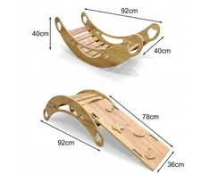Montessori 3-in-1 rokeris vaikui su pagalve, kalneliu, Wood Style sienele