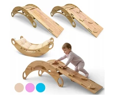 Montessori 3-in-1 rokeris vaikui su pagalve, kalneliu, Wood Style sienele