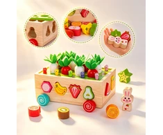 Montessori blokų rūšiuotojas Pagauk Worm automobilio galvosūkį MORKOS IR KIRMOS