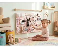 Montessori XL sensorinių manipuliacijų lenta nemokama vardinė 60cm