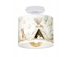 Moonlight DZIECIĘCA LAMPA PLAFON 20 CM ABAŻUR PASTELOWY ZWIERZĄTKA E27 LED