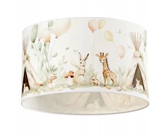 Moonlight DZIECIĘCA LAMPA PLAFON 30 CM ABAŻUR PASTELOWY ZWIERZĄTKA E27 LED