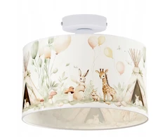 Moonlight DZIECIĘCA LAMPA PLAFON 30 CM ABAŻUR PASTELOWY ZWIERZĄTKA E27 LED