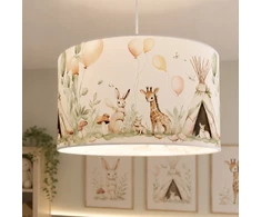 Moonlight DZIECIĘCA LAMPKA WISZĄCA ABAŻUR 30 CM PASTELOWY ZWIERZĄTKA E27 LED LAS