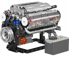 Mould King Blocks Mold King 10088 natūraliai įsiurbiamo V8 variklio techninės konstrukcijos modelis