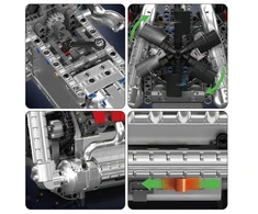 Mould King Mold King blokai 10203 Mercedes-Benz V8 Turbo ENGINE Technic BOX variklis