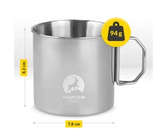 Mountain Goat Puodelis Turystyczny Kempingowy Ze Stali Nierdzewnej Składany Laikiklis 350 ml