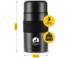 Mountain Nerūdijančio plieno pietų termosas 1 litras, juodas
