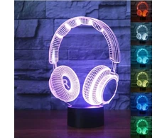 Moxomi 3d Led Lempa "ausinės" - 16 Spalvų, Naktinė, Dovana Audiofilams