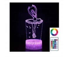 Moxomi LAMPA 3D LED BALET BALETNICA Naktinė lempa 16 KOLORÓW PREMIUM + Pultas
