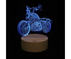 Moxomi LAMPA 3D LED MOTOR HARLEY DAVIDSON MOTOCYKL 16 KOLORÓW DREWNO