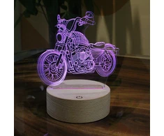 Moxomi LAMPA 3D LED MOTOR HARLEY DAVIDSON MOTOCYKL 16 KOLORÓW DREWNO