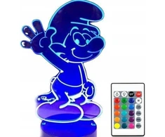 Moxomi LAMPA 3D LED SMERFY CIAMAJDA SMURF KOLOR+Pultas USB
