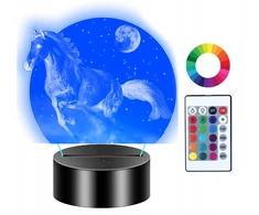 Moxomi Naktinė lempa 3D LED USB KOŃ GALOP KSIĘŻYC LAMPA 16 KOLORÓW PREMIUM Pultas