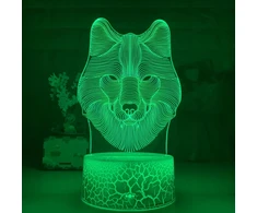 Moxomi Naktinė lempa 3D LED USB WILK WOLF LAMPA 16 KOLORÓW PREMIUM Pultas