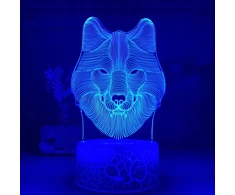 Moxomi Naktinė lempa 3D LED USB WILK WOLF LAMPA 16 KOLORÓW PREMIUM Pultas
