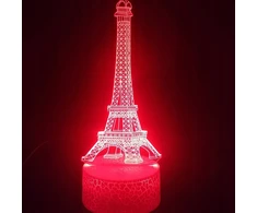 Moxomi Naktinė lempa 3D LED WIEŻA EIFFLA FRANCJA LAMPA 16 KOLORÓW ŚWIECĄCA PODSTAWA