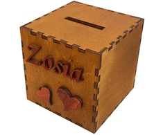 Moxtech Drewniana skarbonka decoupage su GRAWEREM prezent imię