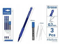 MP Automatinis pieštukas HB 0,7 mm 3 vnt. + rašiklis - BeBasic