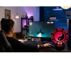 MS 3D LED NAKTINIS LEMPAS YIN YANG ŽENKLAS, BALANSO SIMBOLIS