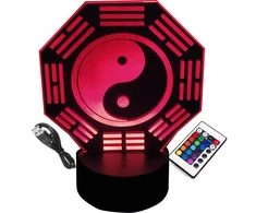 MS 3D LED NAKTINIS LEMPAS YIN YANG ŽENKLAS, BALANSO SIMBOLIS
