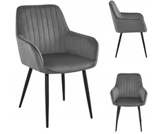 MUFART Minkšta aksominė kėdė Velvet MALAGA MODERN Pilka