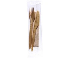 Multipack Mediniai-polimeriniai stalo įrankiai šakutė/peilis/servetėlė