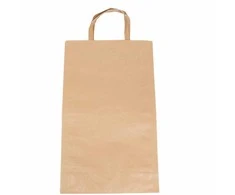 Multipack Popierinis maišelis plokšč. rankenomis buteliui 230x90x380mm rudas