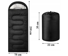 Mummy žygio miegmaišis 2 viename 210×70 cm šilto gaubto užvalkalas juodas