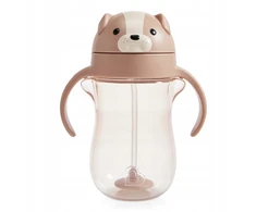 Munchkin gertuvė su šiaudeliu ir svareliu 296ml Dog, smėlio spalvos