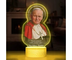 Murrano Lampka Nocna LED 3D su Imieniem Jan Paweł II Papież Polak Prezent dla Babci