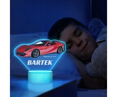 Murrano Lampka Nocna LED 3D su Imieniem Samochód Ferrari 812 dla Dziecka Nastolatka
