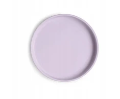 Mushie: silikoninė kūdikio lėkštė su Soft Lilac siurbtuku