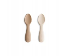 Mushie silikoniniai savarankiško maitinimosi šaukšteliai Natural/Shifting Sand, 2 vnt