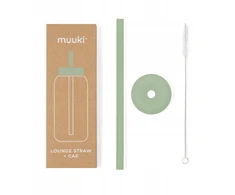 MUUKI buteliuko šiaudelis 720 ml Lounge Straw+ CAP Sidabrinis SAGE