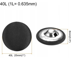 MYGTUKAI 10 Vnt. 25 mm APVALIOJO METALO SIUVIMO DEKORACINIS ANTRACITO AUDINIS