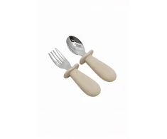 MYMINI Pirmieji silikoniniai stalo įrankiai kūdikiams su ribotuvu BEIGE