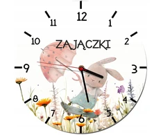 Naklejkomania Laikrodis ścienny do Przedszkola su nazwą grupy Zajączki Laikrodis vaikams 50cm