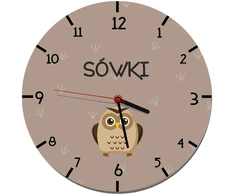 Naklejkomania Laikrodis ścienny Nazwa grupy Sówki Laikrodis vaikams do Przedszkola 50cm