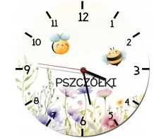 Naklejkomania Laikrodis ścienny su nazwą grupy do Przedszkola Pszczółki Laikrodis vaikams 50cm
