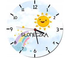 Naklejkomania Laikrodis ścienny su nazwą grupy Słoneczka Laikrodis vaikams do Przedszkola 50cm