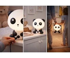 NAKTINIS LEMPAS VAIKAMS BERNIUKAI MERGAITĖS PANDA ANT STALO DOVANA 3D meškiukas