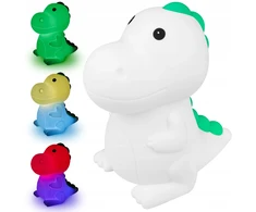 NAKTINIS LEMPAS VAIKAMS DINOZAURAS MINKŠTAS SPALVOTAS RGB LED USB SILIKONAS