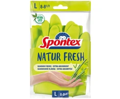 Natūralaus latekso pirštinės su bambukų ir medvilnės pluoštu. SPONTEX NATUR FRESH, M