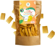 Naturalnie Zdrowi MANGO gummirolls su skaidulomis 80 g, tirpios jogurtinės gumos be cukraus